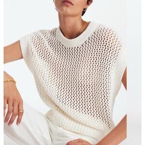 Madewell Open Stitch Knit Sweater Vest New Ivory Relaxed Womens Size M N65622